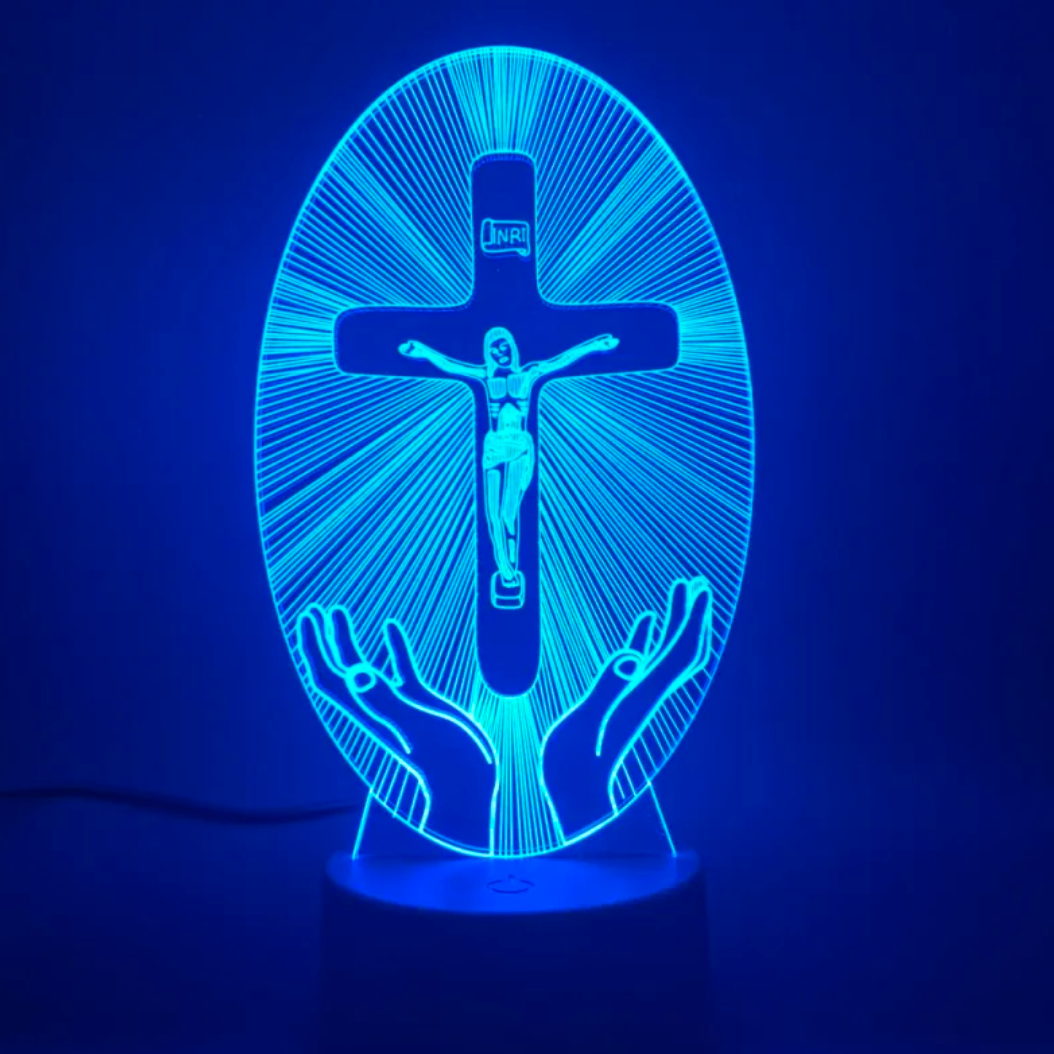 Luz Nocturna LED con Cruz en Ilusión 3D