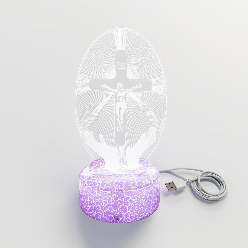 Luz Nocturna LED con Cruz en Ilusión 3D