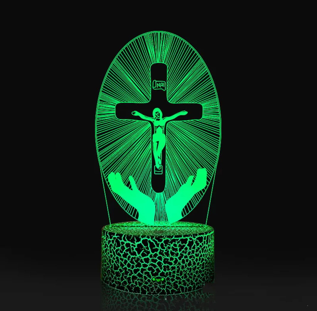 Luz Nocturna LED con Cruz en Ilusión 3D